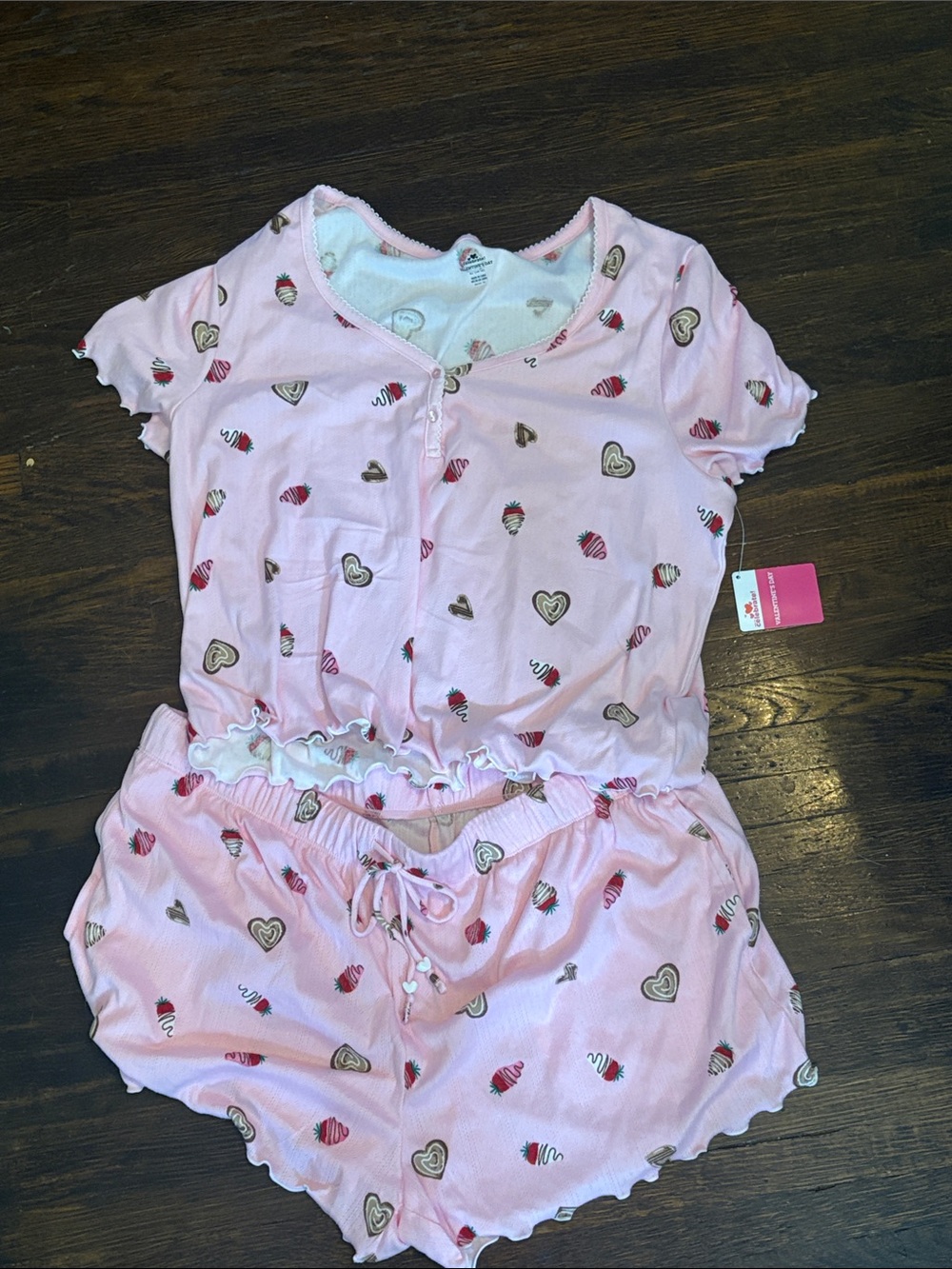 NWT:  Pink Heart & Strawberry Short Pajama Set